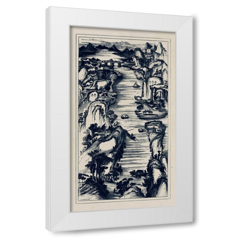 Chinese Birds-eye View in Navy II White Modern Wood Framed Art Print by Vision Studio