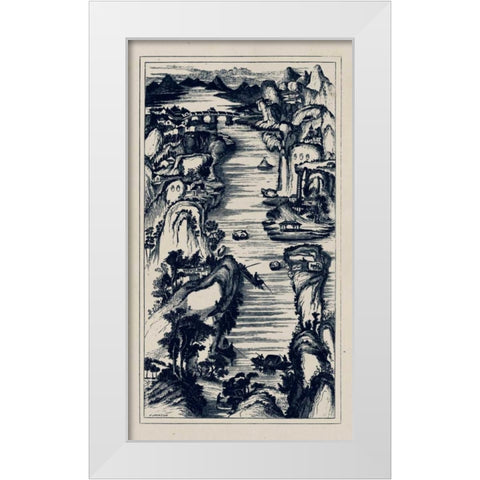 Chinese Birds-eye View in Navy II White Modern Wood Framed Art Print by Vision Studio