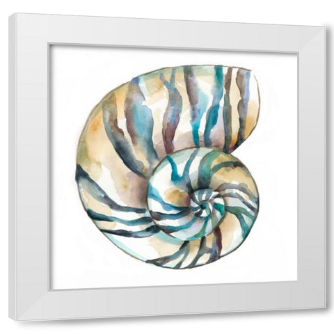 Aquarelle Shells II White Modern Wood Framed Art Print by Zarris, Chariklia