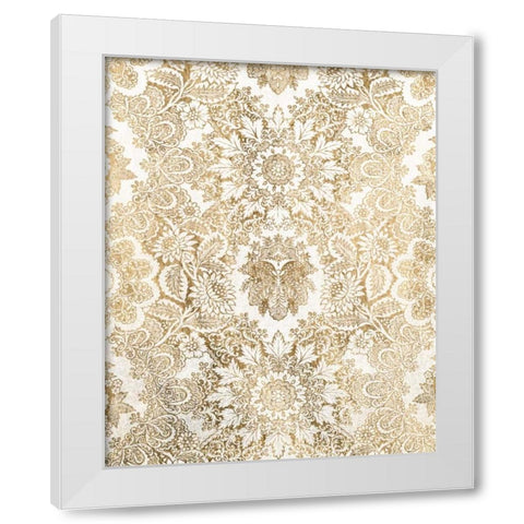 Baroque Tapestry in Gold I White Modern Wood Framed Art Print by Vision Studio