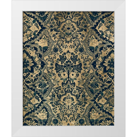 Baroque Tapestry in Aged Indigo I White Modern Wood Framed Art Print by Vision Studio