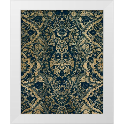 Baroque Tapestry in Aged Indigo II White Modern Wood Framed Art Print by Vision Studio