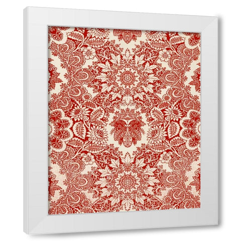 Baroque Tapestry in Red I White Modern Wood Framed Art Print by Vision Studio