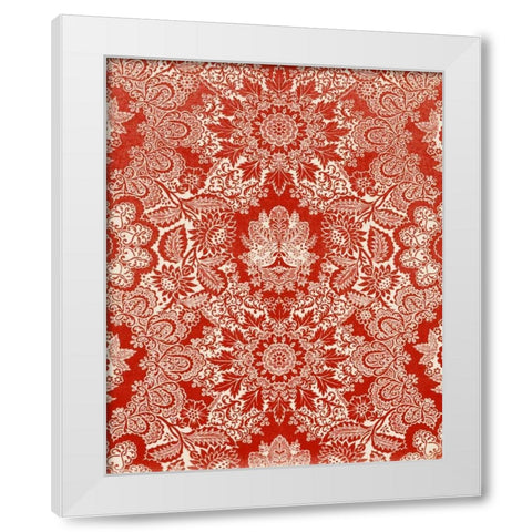 Baroque Tapestry in Red II White Modern Wood Framed Art Print by Vision Studio