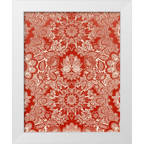 Baroque Tapestry in Red II White Modern Wood Framed Art Print by Vision Studio