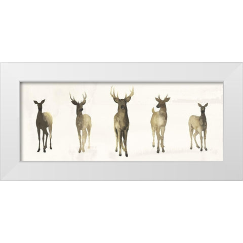 Deer Herd I White Modern Wood Framed Art Print by Popp, Grace