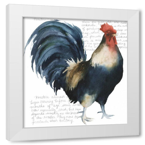 Roosters Crow I White Modern Wood Framed Art Print by Popp, Grace