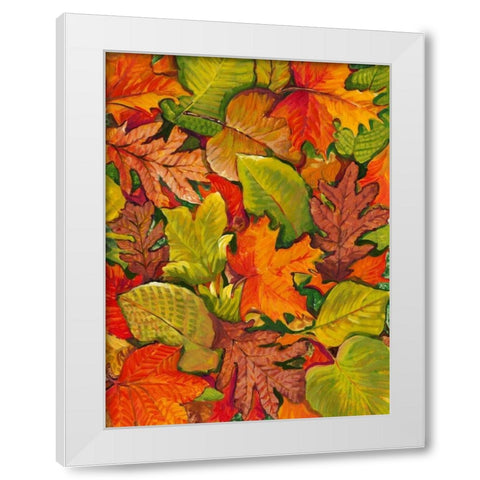 Fallen Leaves I White Modern Wood Framed Art Print by OToole, Tim