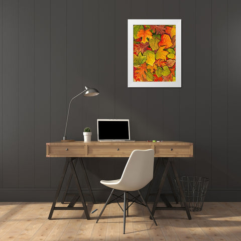 Fallen Leaves II White Modern Wood Framed Art Print by OToole, Tim