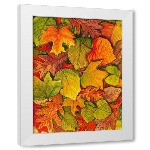 Fallen Leaves II White Modern Wood Framed Art Print by OToole, Tim