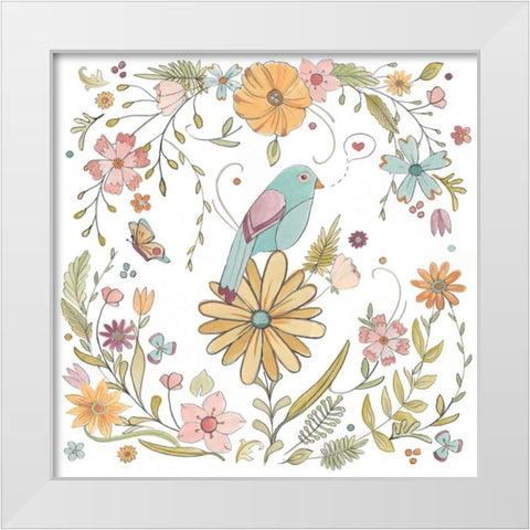 Happy Garden I White Modern Wood Framed Art Print by Vess, June Erica