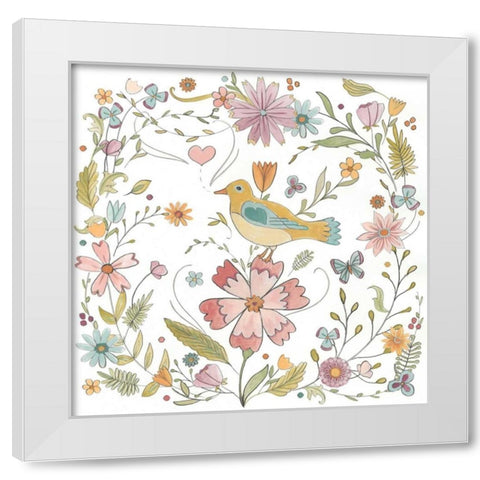 Happy Garden II White Modern Wood Framed Art Print by Vess, June Erica