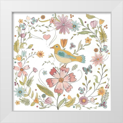Happy Garden II White Modern Wood Framed Art Print by Vess, June Erica
