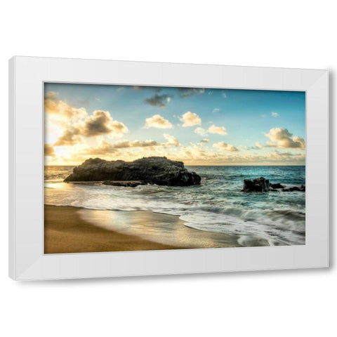 Sunset at Lumahai Beach White Modern Wood Framed Art Print by Head, Danny