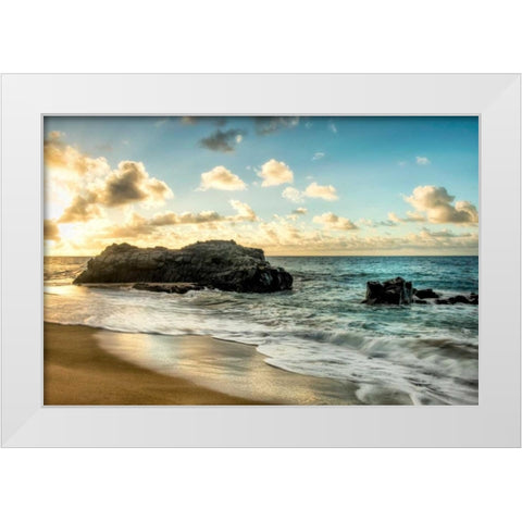 Sunset at Lumahai Beach White Modern Wood Framed Art Print by Head, Danny