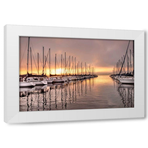 At First Light White Modern Wood Framed Art Print by Head, Danny