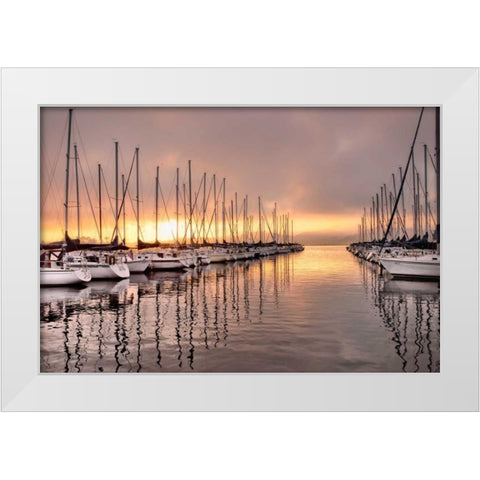 At First Light White Modern Wood Framed Art Print by Head, Danny