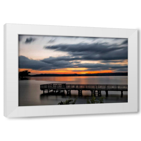 Lake Sunset White Modern Wood Framed Art Print by Head, Danny