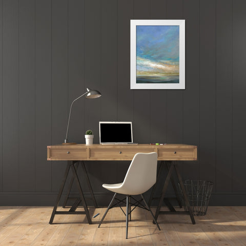 Coastal Clouds Triptych III White Modern Wood Framed Art Print by Finch, Sheila