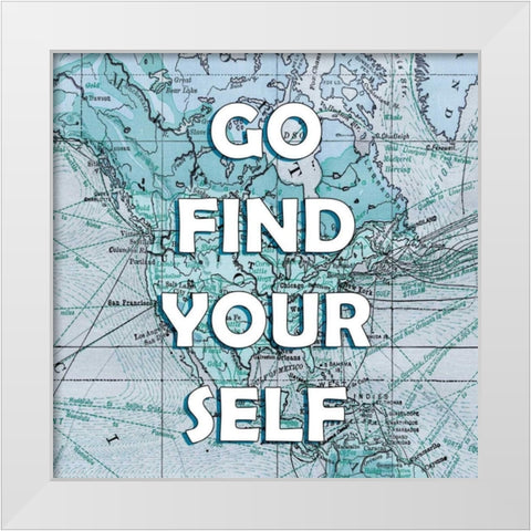 Map Words I White Modern Wood Framed Art Print by Studio W
