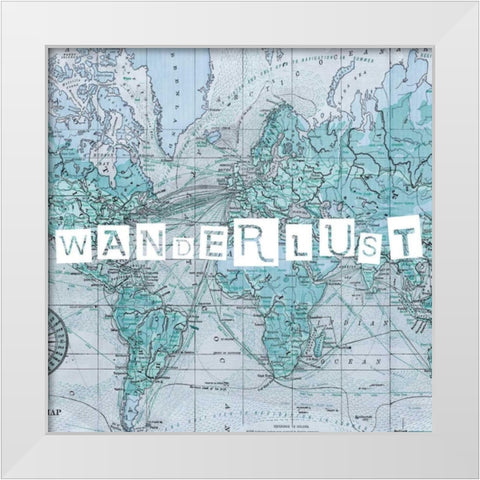Map Words V White Modern Wood Framed Art Print by Studio W