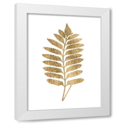 Graphic Gold Fern III White Modern Wood Framed Art Print by Studio W