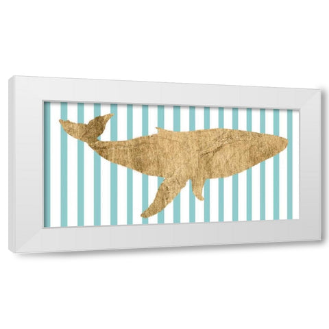 Pin Stripe Whale I White Modern Wood Framed Art Print by Studio W
