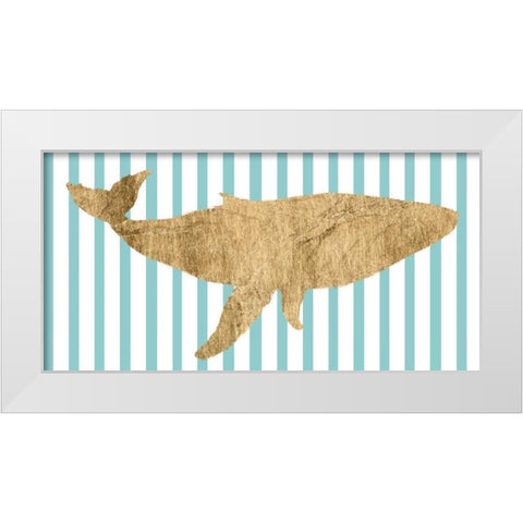 Pin Stripe Whale I White Modern Wood Framed Art Print by Studio W