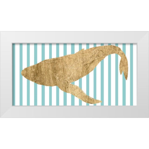 Pin Stripe Whale II White Modern Wood Framed Art Print by Studio W
