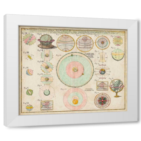 Schematics, Mathematics and Geography Chart White Modern Wood Framed Art Print by Unknown