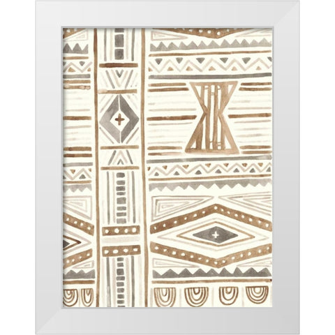 Tribal Impressions III White Modern Wood Framed Art Print by Vess, June Erica