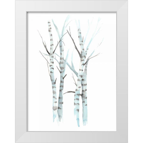 Aquarelle Birches I White Modern Wood Framed Art Print by Popp, Grace