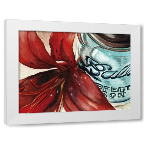 Custom Ball Jar Flower II (ASH) White Modern Wood Framed Art Print by Redstreake