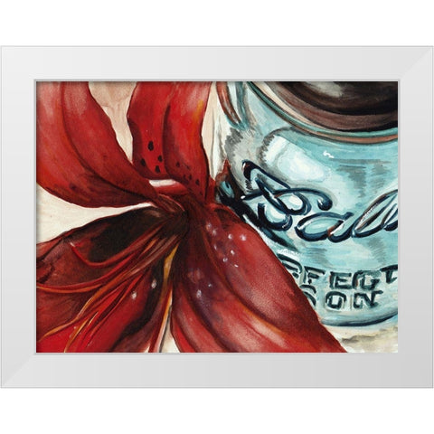 Custom Ball Jar Flower II (ASH) White Modern Wood Framed Art Print by Redstreake