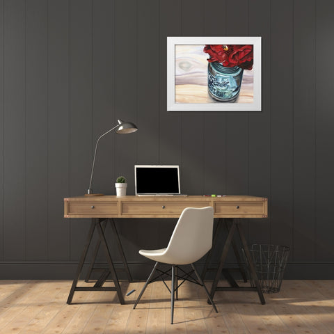Custom Ball Jar Flower III (ASH) White Modern Wood Framed Art Print by Redstreake
