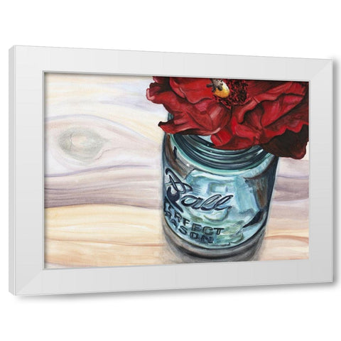 Custom Ball Jar Flower III (ASH) White Modern Wood Framed Art Print by Redstreake