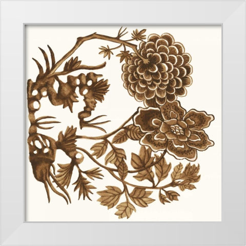 Tapestry Floral IV White Modern Wood Framed Art Print by McCavitt, Naomi