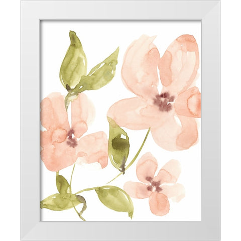 Soft Coral Blooms I White Modern Wood Framed Art Print by Goldberger, Jennifer