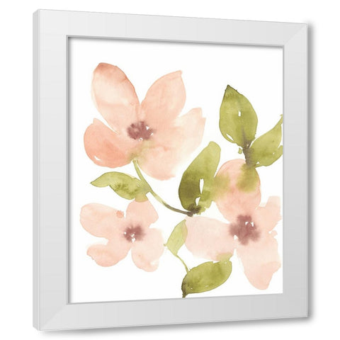 Soft Coral Blooms II White Modern Wood Framed Art Print by Goldberger, Jennifer