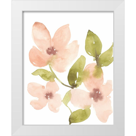 Soft Coral Blooms II White Modern Wood Framed Art Print by Goldberger, Jennifer