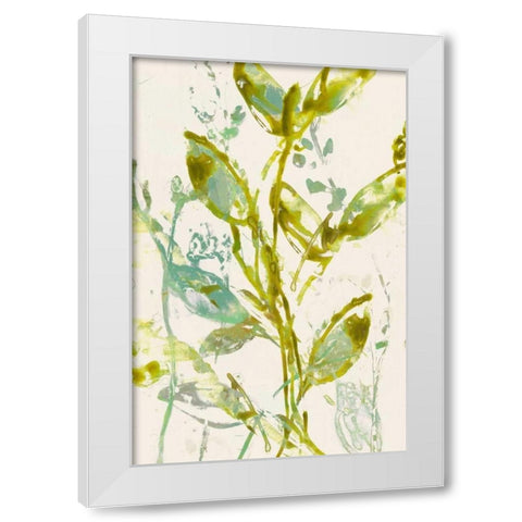 Watercolor Leaves I White Modern Wood Framed Art Print by Goldberger, Jennifer