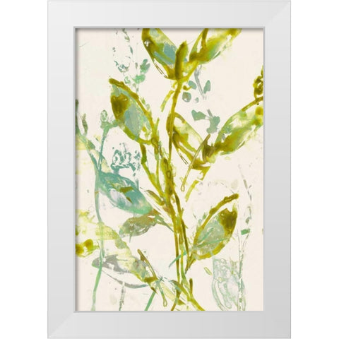 Watercolor Leaves I White Modern Wood Framed Art Print by Goldberger, Jennifer