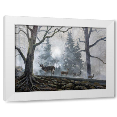 Deer Path I White Modern Wood Framed Art Print by Lynnsy, B.