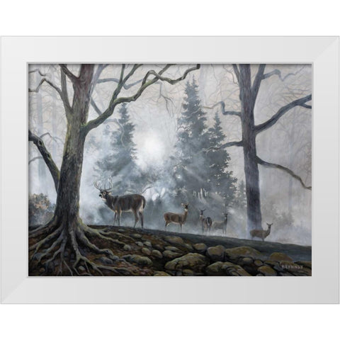 Deer Path I White Modern Wood Framed Art Print by Lynnsy, B.