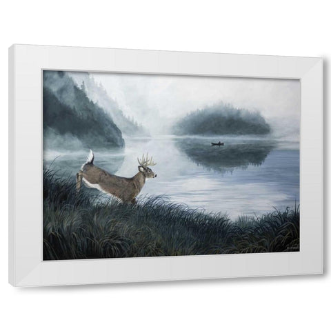 Deer Path II White Modern Wood Framed Art Print by Lynnsy, B.