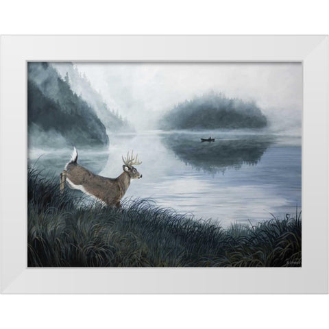 Deer Path II White Modern Wood Framed Art Print by Lynnsy, B.