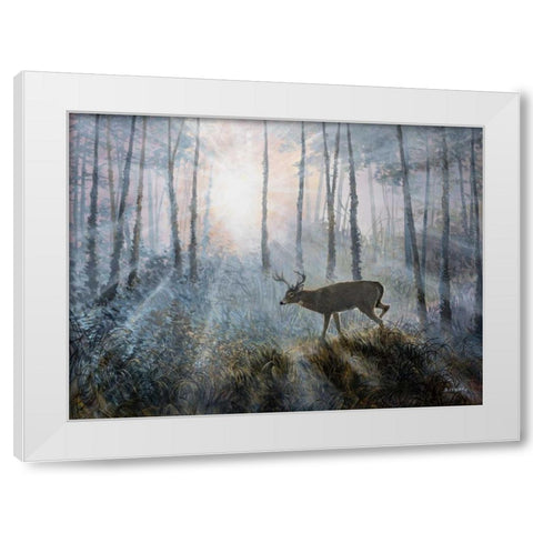 Deer Path IV White Modern Wood Framed Art Print by Lynnsy, B.