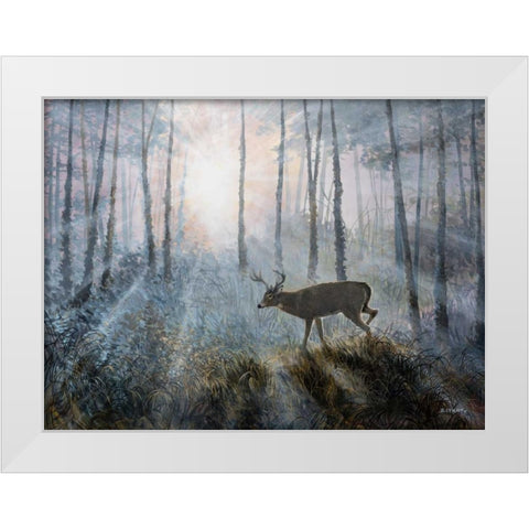 Deer Path IV White Modern Wood Framed Art Print by Lynnsy, B.