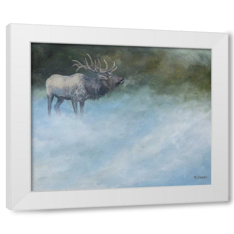 Elk Journey II White Modern Wood Framed Art Print by Lynnsy, B.