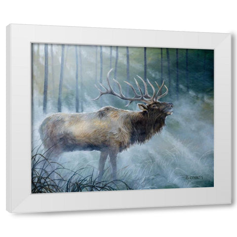Elk Journey III White Modern Wood Framed Art Print by Lynnsy, B.
